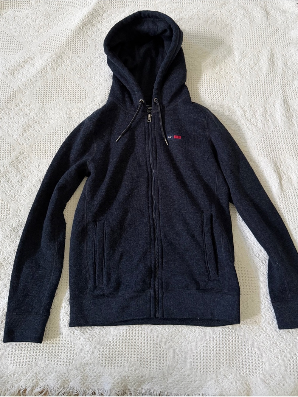 Abercrombie & Fitch Men's Navy Zip-Up Hoodie Sweater